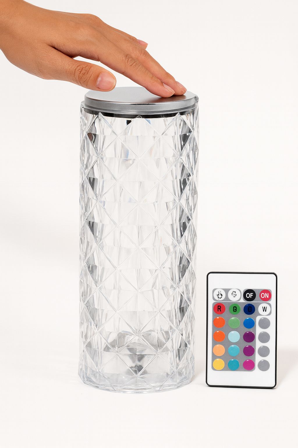 Crystal Rose Lamp with 7 Colors | Touch & Remote Control | Rechargeable LED Diamond Table Lamp